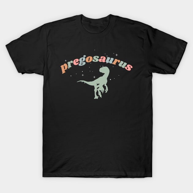 Pregosaurus. Maternity Pregnancy Announcement, baby, dino T-Shirt by Project Charlie